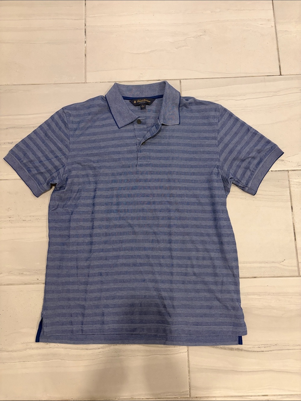 Brooks Brothers Slim Fit Light Navy Blue Striped Polo